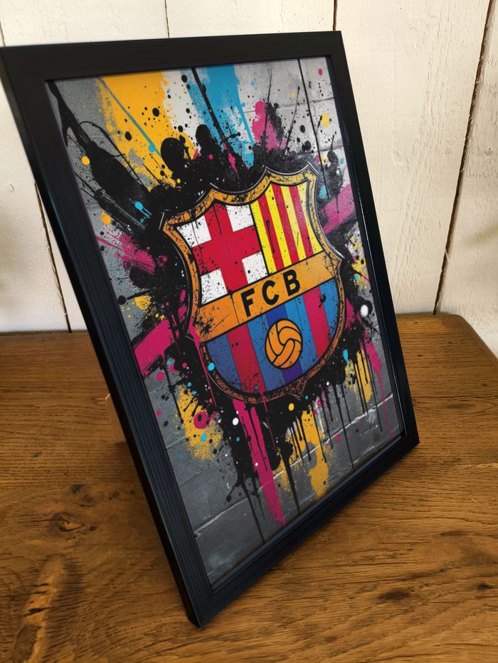 Affiche poster mural FC Barcelone A4 (21×29,7 cm) street art coloré déco chambre salon foot - photo numéro 2
