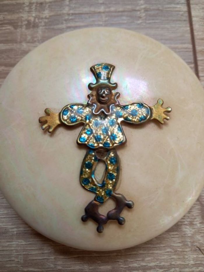 Boite ronde céramique fantaisie arlequin métal - photo numéro 2