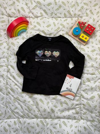 teeshirt manches longues noir avec perles a retourner 4 ans kiabi