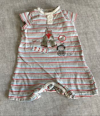 Combi short rayé m.courtes   3 mois