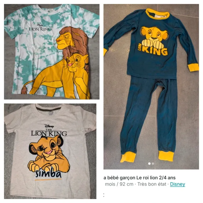 Lot bébé garçon 2/3 ans Le Roi Lion