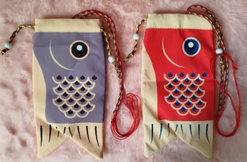 Lot de 2 Pochettes / porte-monnaie koi rouge ( koinobori )