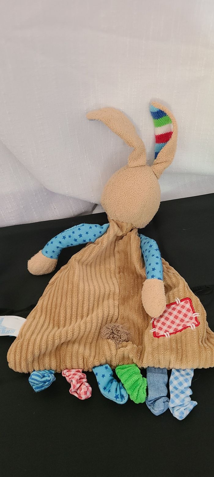 Doudou plat lapin LIEF ! marron bleu étoile - photo numéro 3