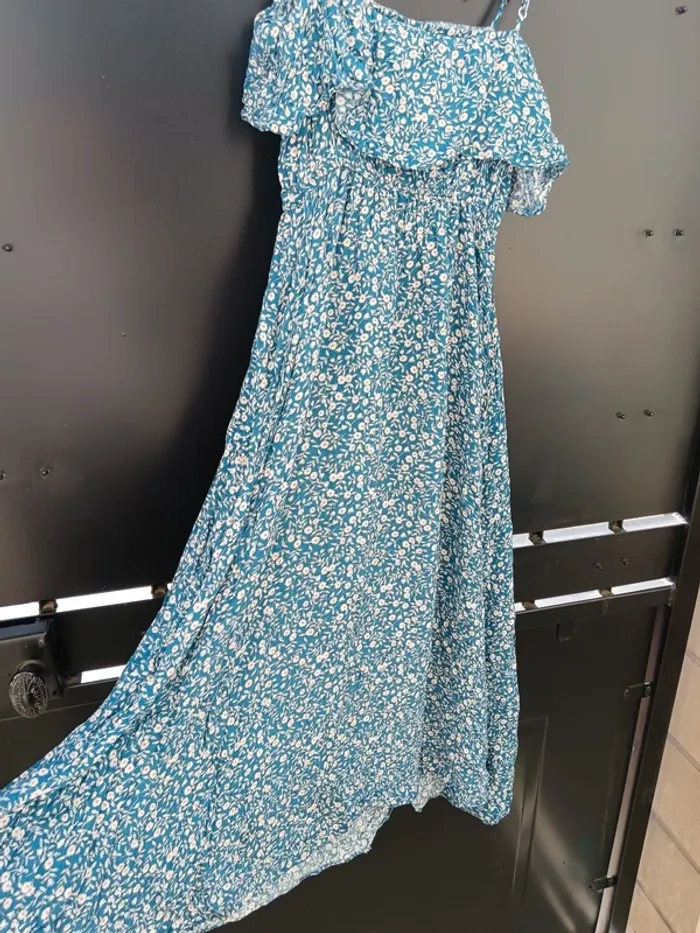 Robe d'été bleue évasée à fleurs Taille XS Shein - photo numéro 2