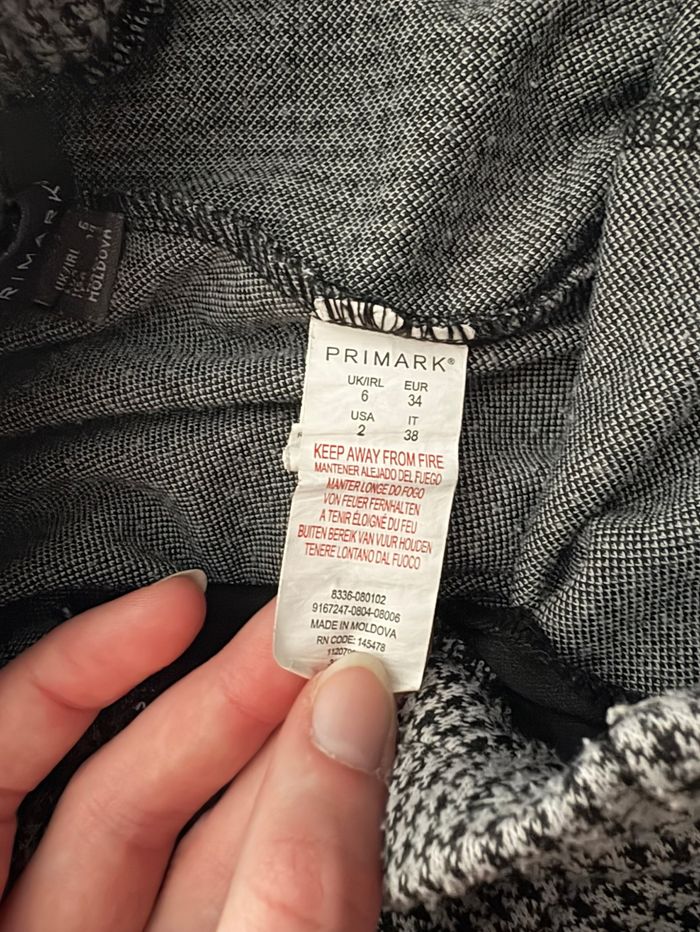 Pantalon habillé à motif pied de poule noir et blanc avec bandes bleu - Primark - XS/34 - photo numéro 4