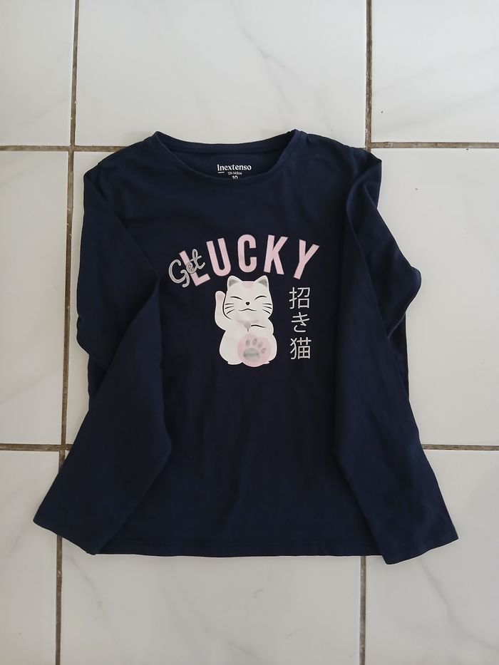 Pull fin en coton fille taille 10 ans marque inextenso  couleur marine,blanc,rose - photo numéro 8