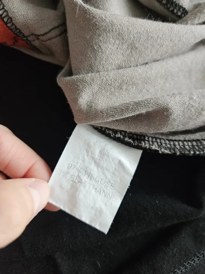 T-shirt tunique à manches courtes femme - Taille 6 (46 / XXXL) - Noir gris et orange - photo numéro 6