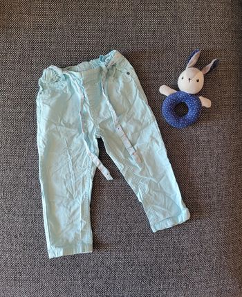 Pantalon en tissu turquoise fille 24 mois