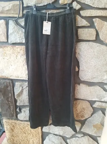 Pantalon femme large velours noir