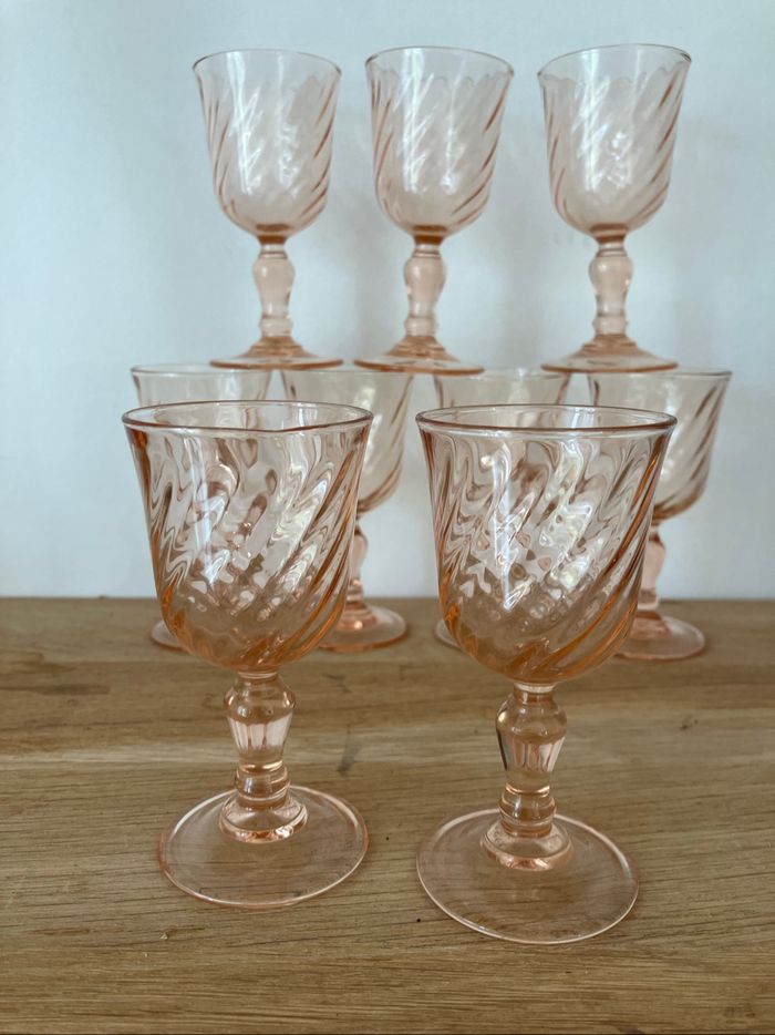 Vintage-Lot de 9 petits verres à liqueur-Luminarc-Rosaline - photo numéro 3