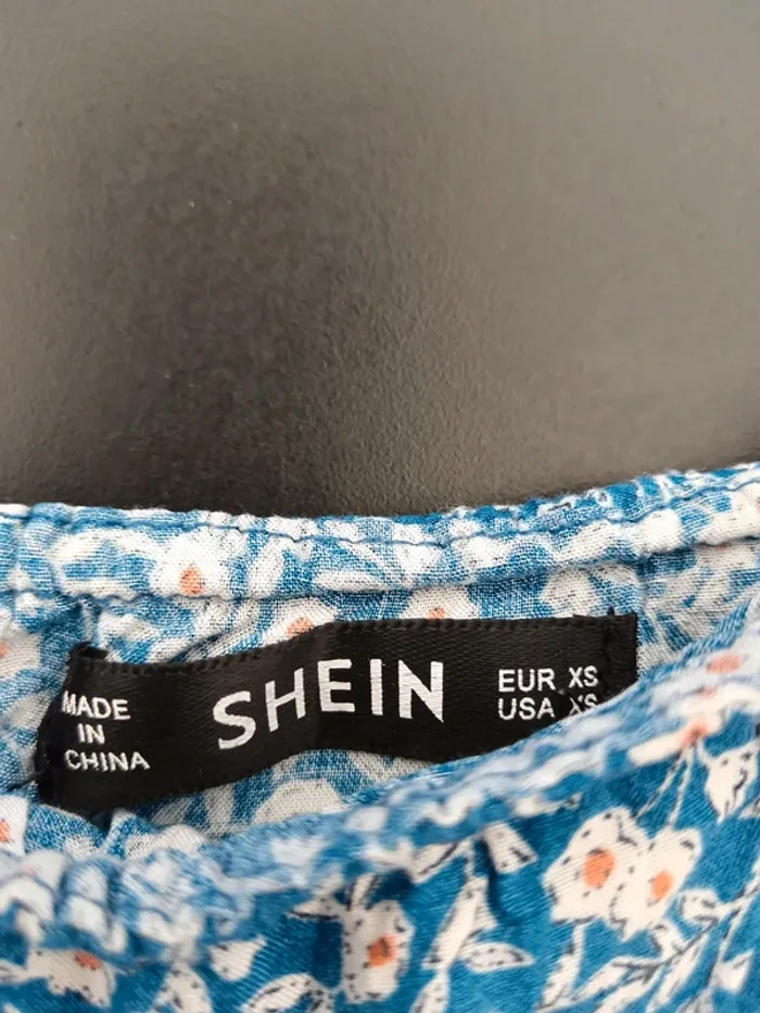 Robe d'été bleue évasée à fleurs Taille XS Shein - photo numéro 5