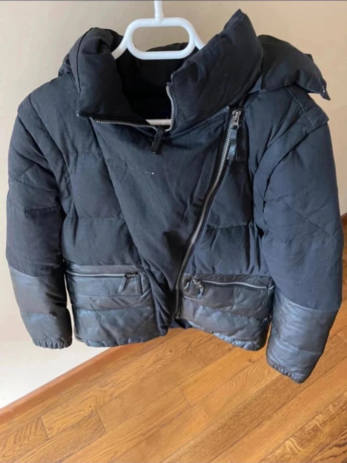 Sublime manteau doudoune noir April May avec empiècement cuir qui se transforme en sans manche - photo numéro 4