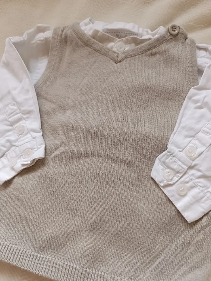 🎀 jolie pull sens manche avec chemise blanche taille 6 mois 🎀 - photo numéro 2