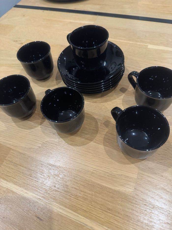Lot de 6 tasses expresso et soucoupes noires - photo numéro 2