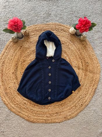🌺Poncho en maille bleu marine sergent major Taille 6-7ans/122cm🌺