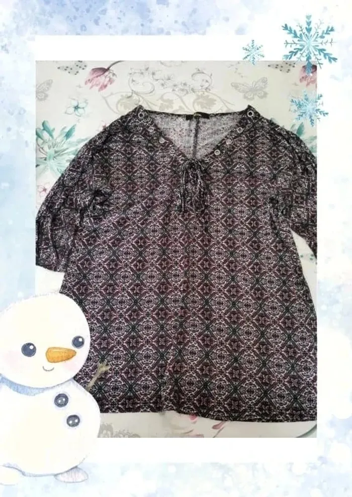 Haut fluide noir et rouge t M