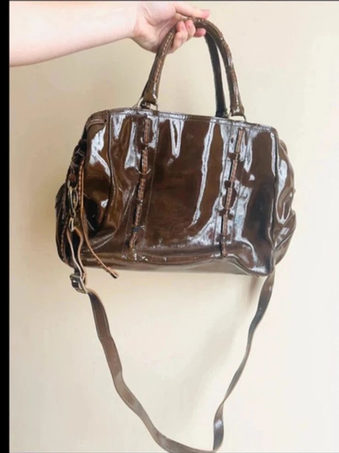 Sublime sac en cuir vernis plinio visona - photo numéro 6