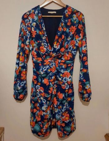 Robe automne courte manches longues bleue marine T.2