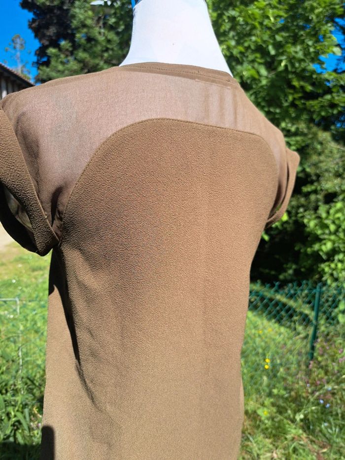 Tee-shirt bi matière kaki - photo numéro 5