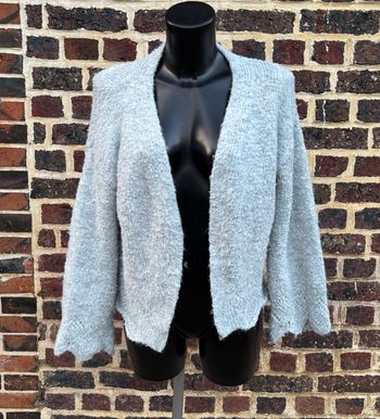 Gilet en maille grise ajourée à sequins – Miss One – Taille unique ✨🩶