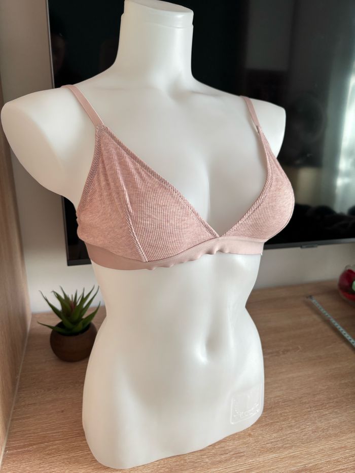 Soutien gorge triangle cotele coton vieux rose étam taille L - photo numéro 2
