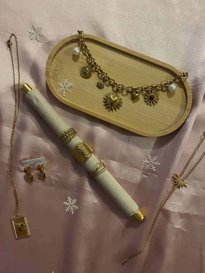 Box bijoux, parure, acier inoxydable, ajustable, fait main, tendance, collier, bagues, boucles d’oreilles