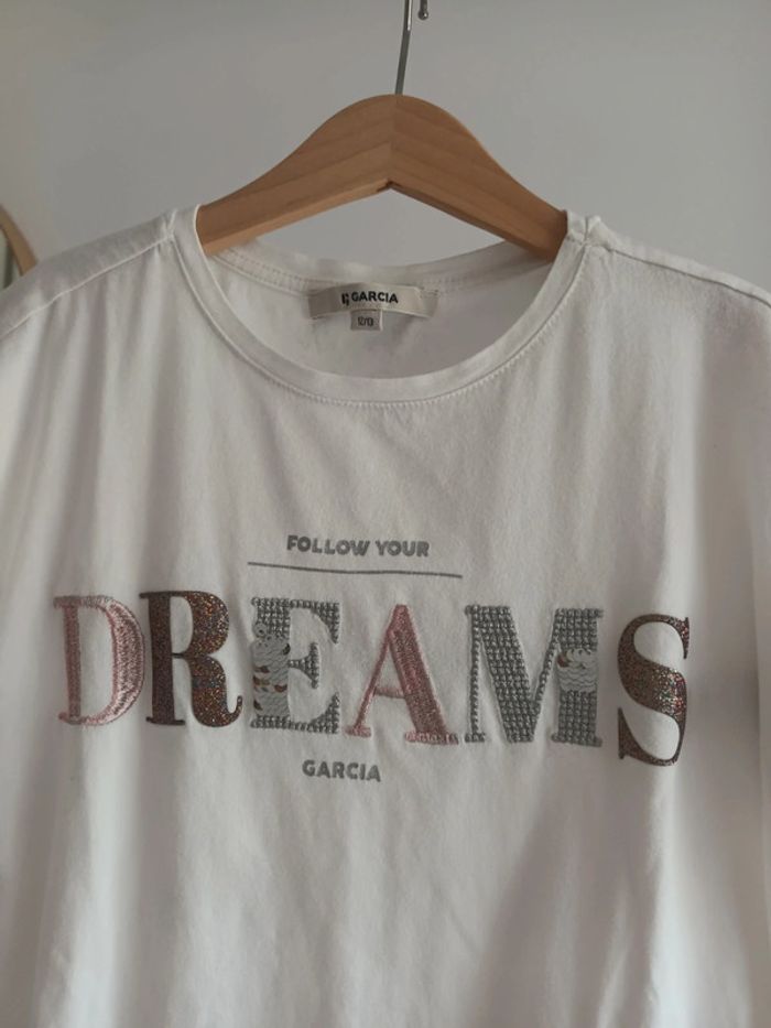 T-shirt 100 % coton blanc Dreams Garcia taille 12 / 13 ans - photo numéro 3