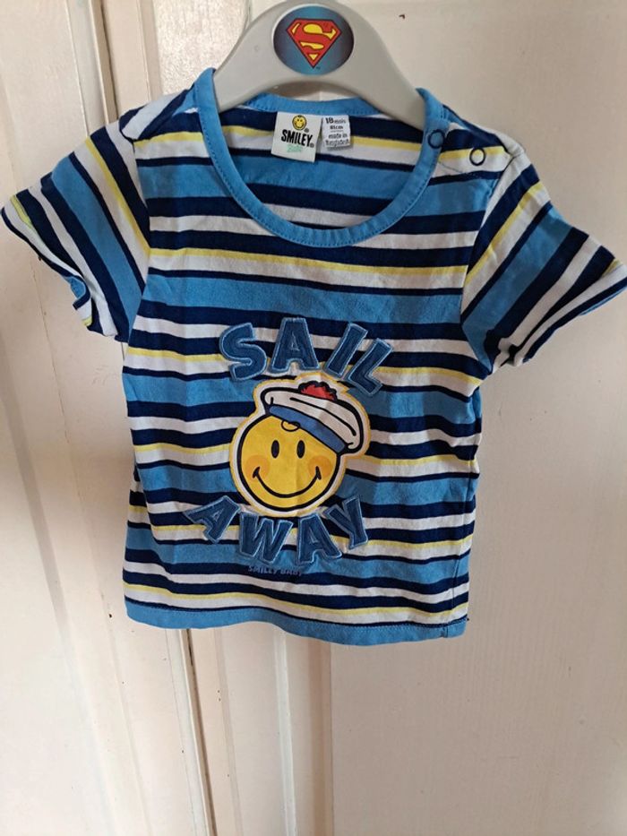 Tee-shirt rayure bleu et jaune smiley 18mois - photo numéro 7