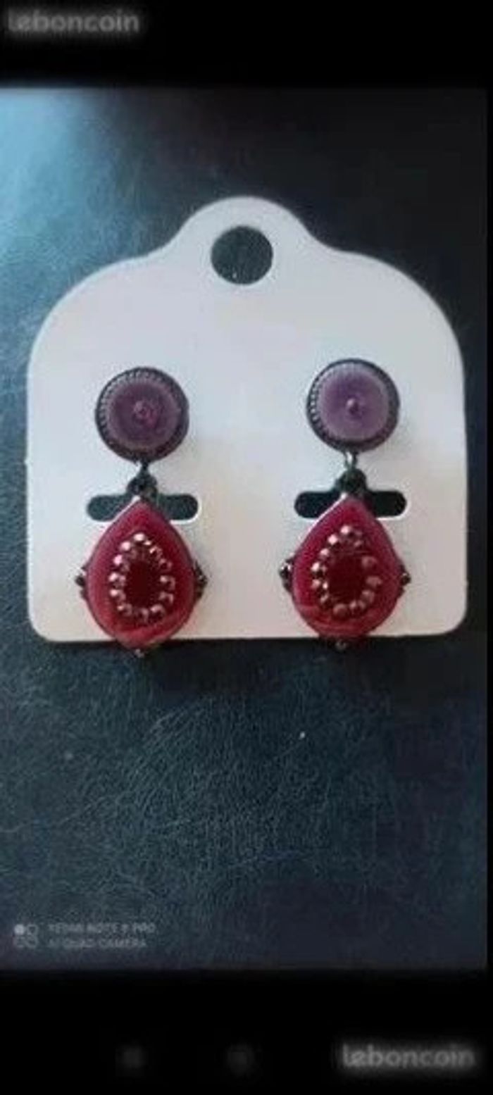 Boucles d'oreilles Ikita lilas rose 3,5 cm - Neuf et tendance - photo numéro 3