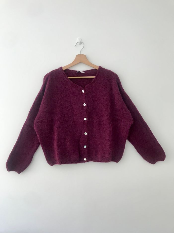 Gilet / cardigan Violet - Prune - photo numéro 4