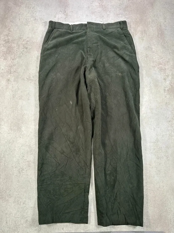 Pantalon En Velours Côtelé / Corduroy arnold palmer vert kaki, tissu cotele, coupe droite, - photo numéro 2