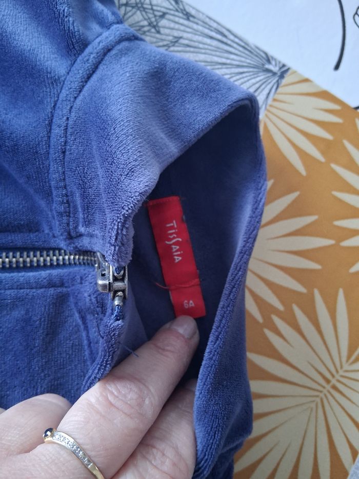 Ensemble de jogging fille bleu marine en velours 6 ans - photo numéro 5