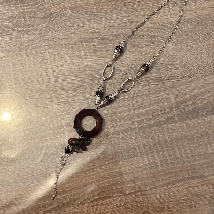 Collier long vintage | noir & argenté 🌿