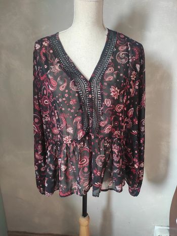 T-shirt manche longue dessin floral transparente