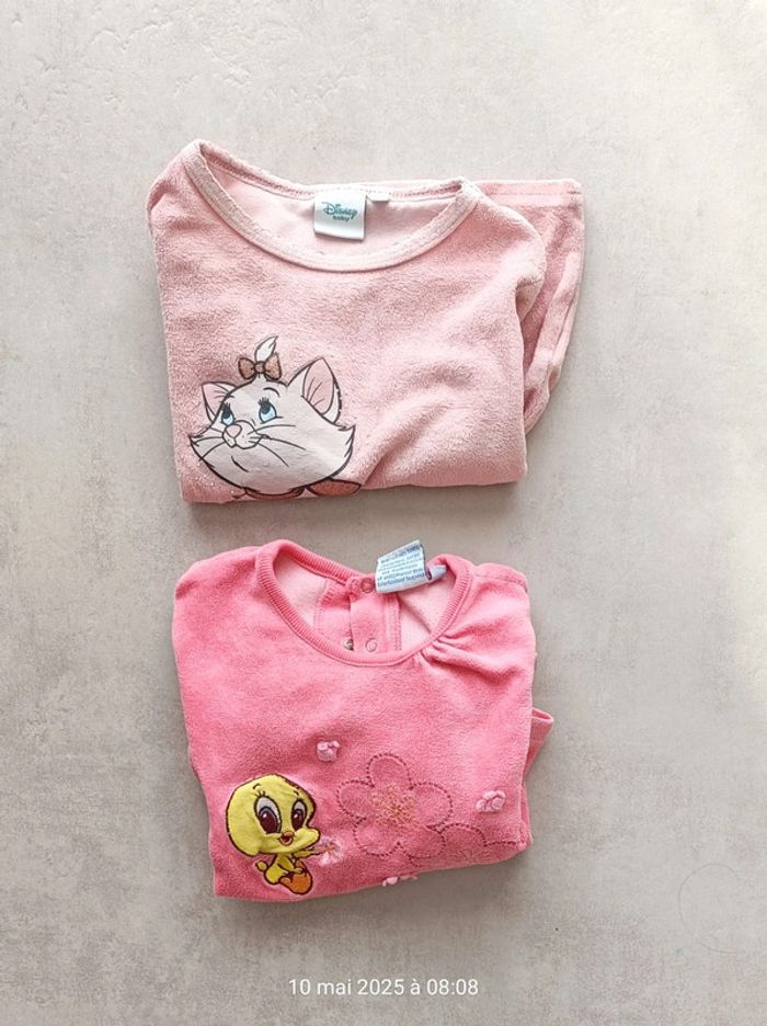2 hauts de pyjamas velours - 24 mois