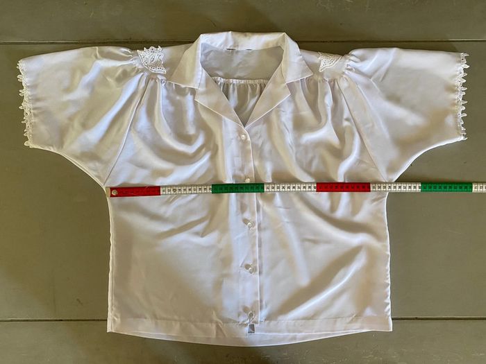 Chemise blanche vintage avec dentelle style broderie taille M - photo numéro 12