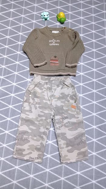 🦁Ensemble pull et pantalon, sucre d'orge, 12 mois