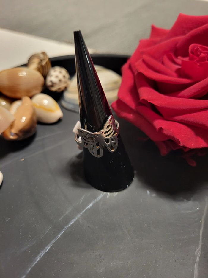 Bague papillon acier inoxydable neuve Taille 56