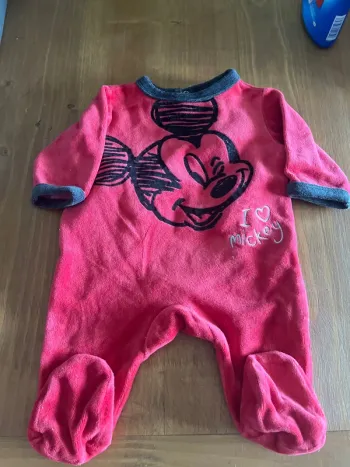 Pyjama grenouillère velour 1 mois Disney Mickey