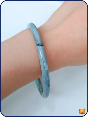 Bracelet jonc gris marbré  en résine – style bouddhiste