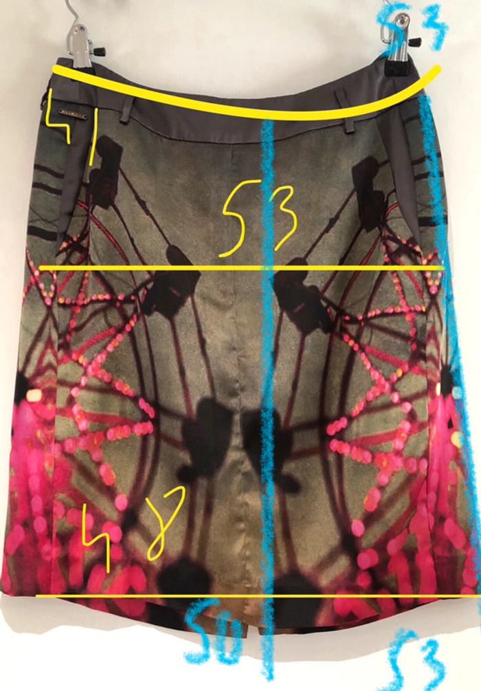 Jupe légère one step taille 40 polyester Kaki jaune rose - photo numéro 4