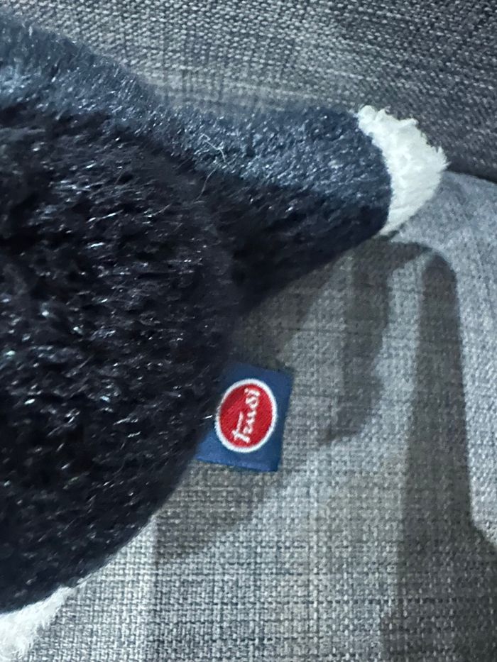 Peluche chat vintage noir et blanc assis - photo numéro 1