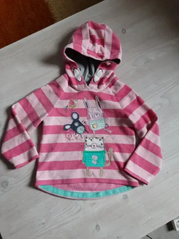 Pull polaire avec capuche lapin chat souris oiseau T. 2-3 ans (98cm)