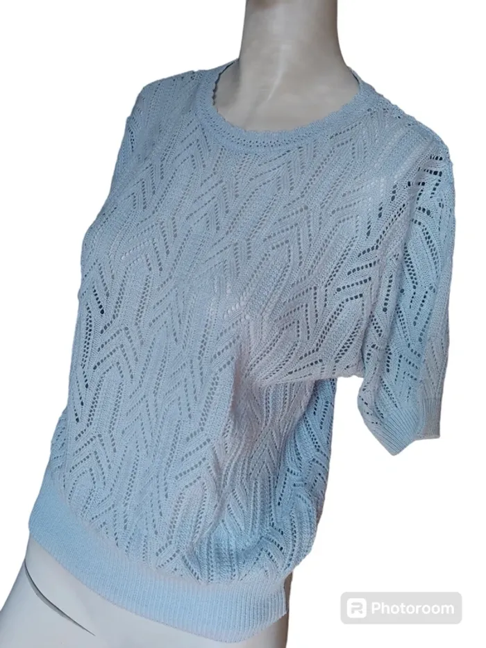 Pull léger ajouré crochet country cottage core shabby printemps été