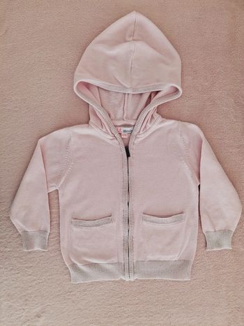 Gilet zippé à capuche 3 ans rose clair Lili Marelle