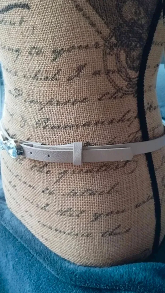 Ceinture beige noeud  argenté  80 cm - photo numéro 5
