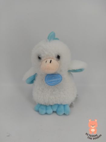 Doudou Poussin Blanc Bleu Hochet Doudou et Compagnie