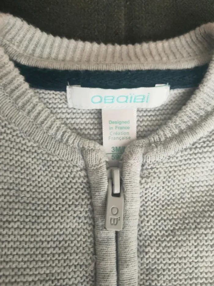 Gilet gris garçon 3 mois - photo numéro 3