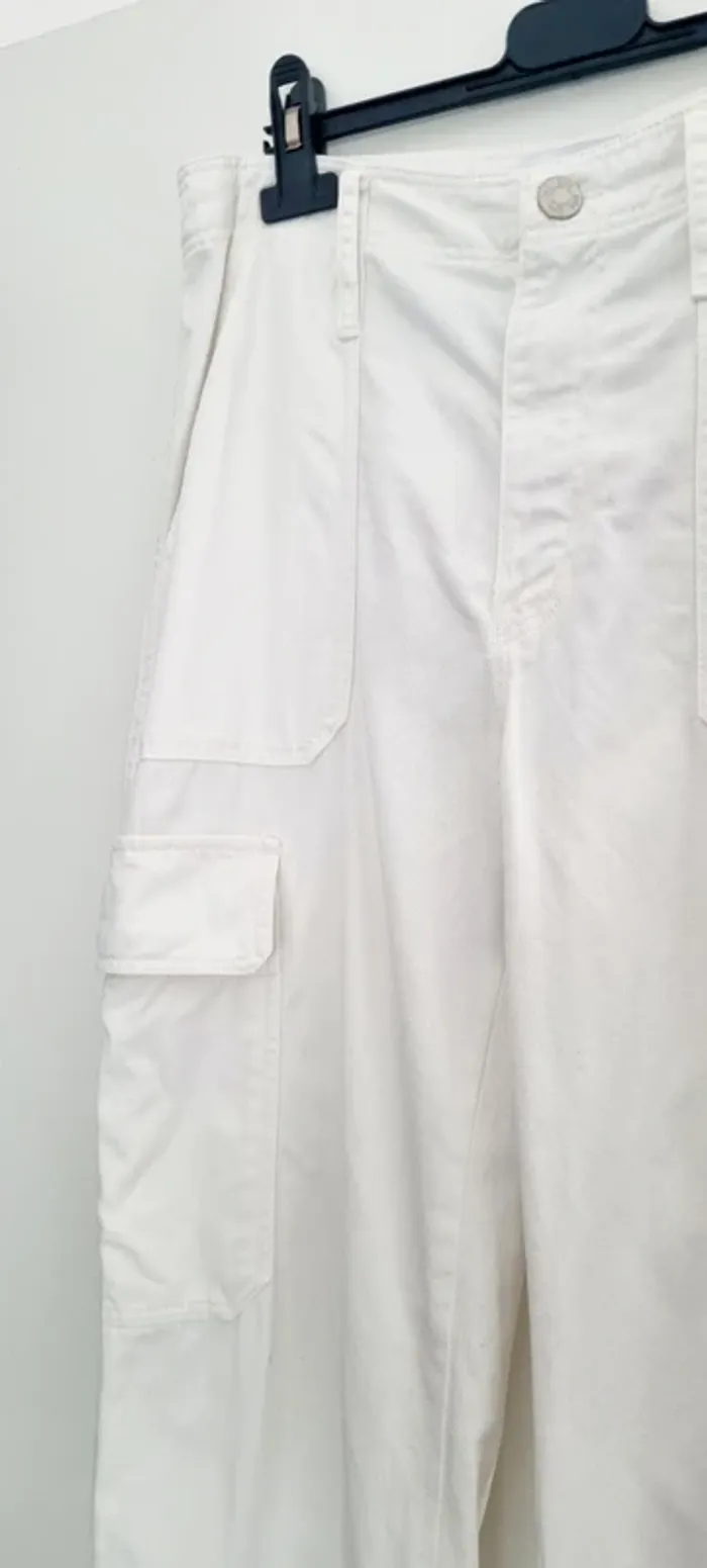 Jean blanc cargo 38 zara - photo numéro 3