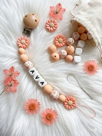 🎀 Attache tétine en silicone personnalisée – Prénom au choix